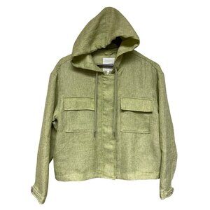 Avec Les Filles Women's Woven Hooded Long Sleeve Light Green Jacket Size Large